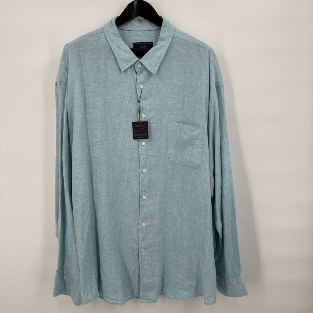 Joseph A. Bank Reserve 100% linen men's shirt size 3X long sleeve Blue‎ NEW